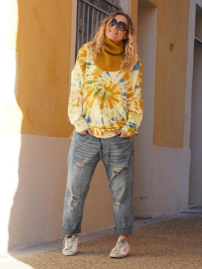 Col KOON 100% cachemire 6 fils couleur safran. Boutique Mademoiselle Louise - Melle Louise.