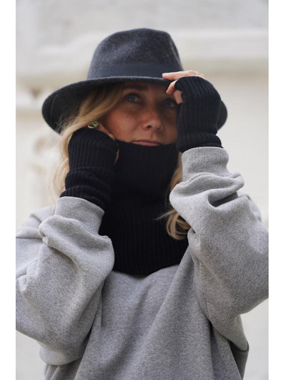 Col KOON 100% cachemire 6 fils couleur noir. Boutique Mademoiselle Louise - Melle Louise.