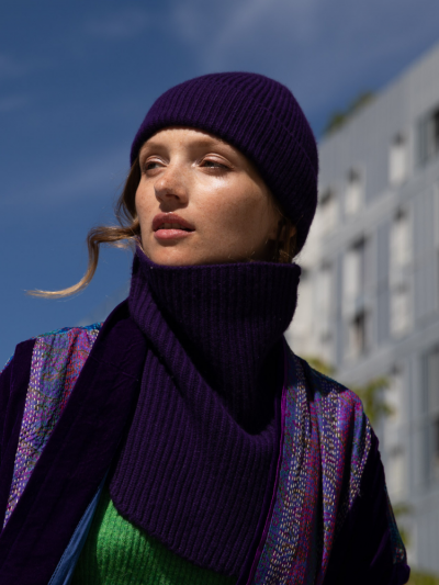 Col KOON 100% cachemire 6 fils couleur Purple . Boutique Mademoiselle Louise - Melle Louise. 2