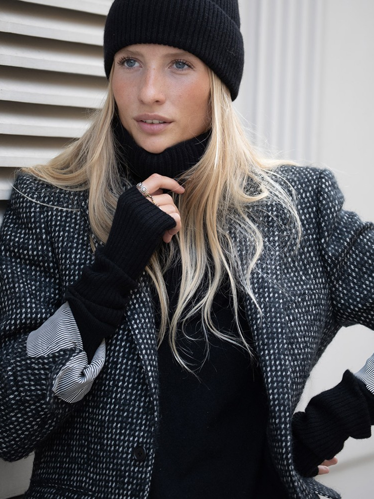 Mitaines KOON 100% cachemire 6 fils couleur noir. Boutique Mademoiselle Louise - Melle Louise.