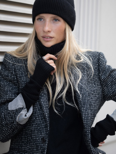 Mitaines KOON 100% cachemire 6 fils couleur noir. Boutique Mademoiselle Louise - Melle Louise.