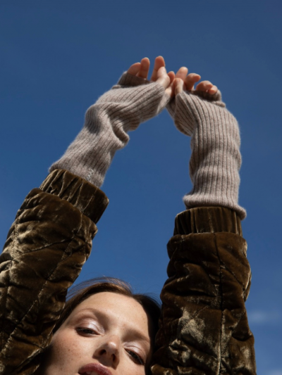 Mitaines KOON 100% cachemire 6 fils couleur beige. Boutique Mademoiselle Louise - Melle Louise. 2