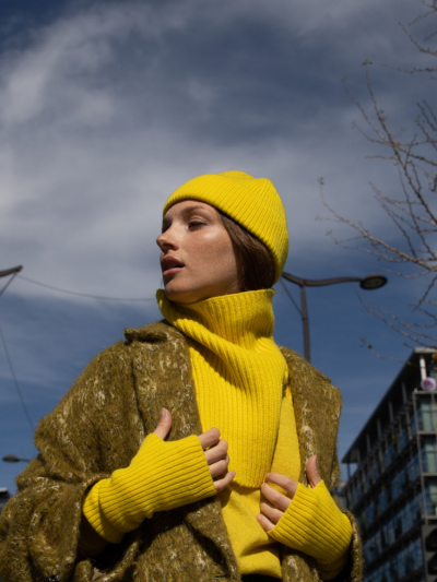 Bonnet KOON 100% cachemire 6 fils couleur citron. Boutique Mademoiselle Louise - Melle Louise.