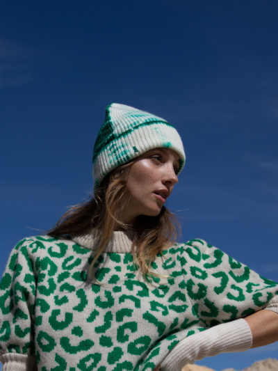 Bonnet KOON 100% cachemire 6 fils couleur vert tie and dye. Boutique Mademoiselle Louise - Melle Louise.