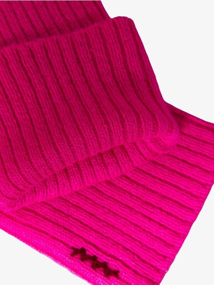 Mitaines KOON 100% cachemire 6 fils couleur rose fluo. Boutique Mademoiselle Louise - Melle Louise.