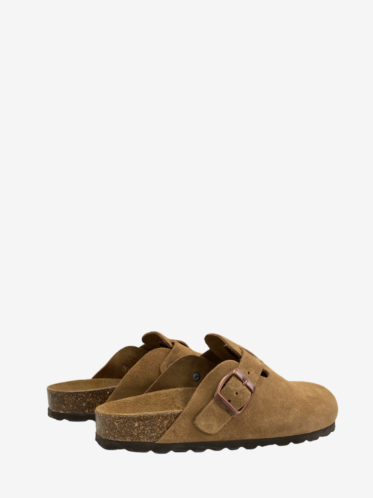 Sabots camel cuir et synthétique. Boutique Mademoiselle Louise - Melle Louise