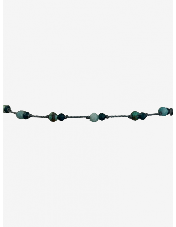 Bracelet single JANE rakhi me omposées de différentes pierres: amazonite, turquoise et zircon. Melle Louise.