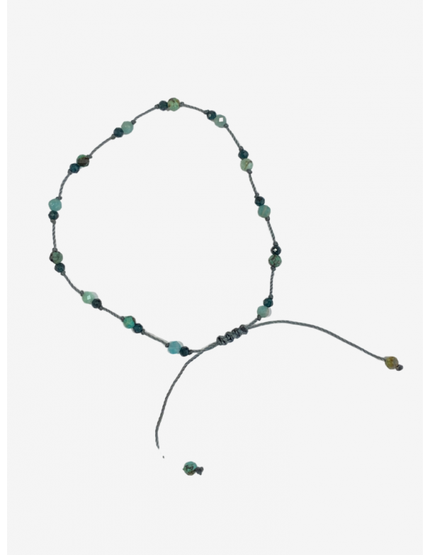 Bracelet single JANE rakhi me omposées de différentes pierres: amazonite, turquoise et zircon. Melle Louise.