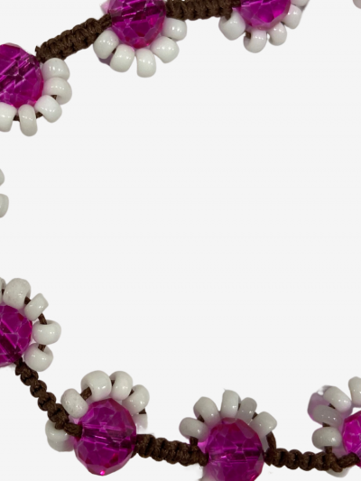 Bracelet de cheville en pierre cristal à l'intérieur et perles de rocaille / Melle Louise 2