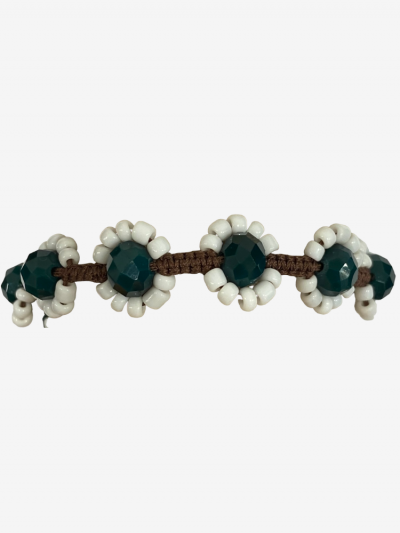 Bracelet de cheville en pierre cristal à l'intérieur et perles de rocaille / Melle Louise