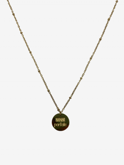Collier pour maman en or acier inoxydable, réglable, inscription maman parfaite. Melle Louise.
