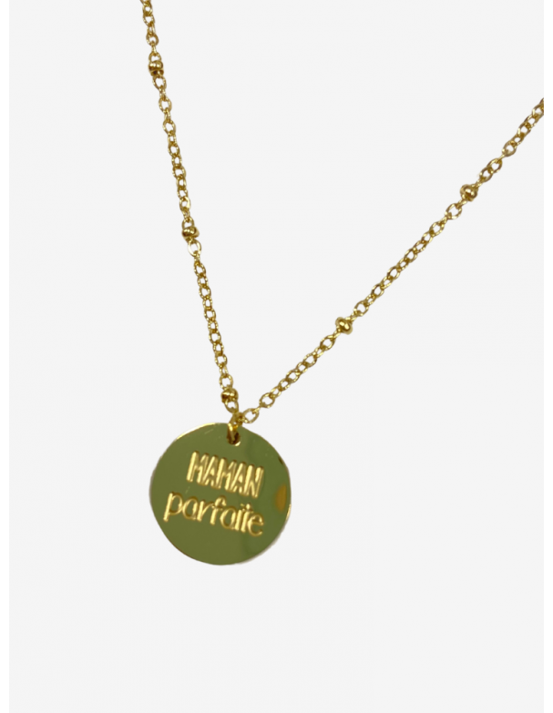 Collier pour maman en or acier inoxydable, réglable, inscription maman parfaite. Melle Louise.