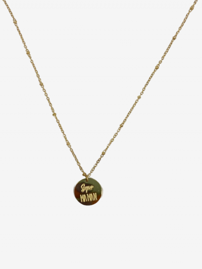 Collier pour maman en or acier inoxydable, réglable, inscription super maman. MELLE LOUISE.