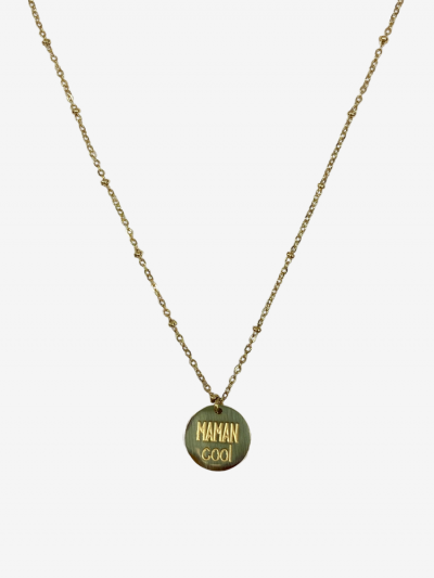Collier pour maman en or acier inoxydable, réglable, inscription maman cool. Melle Louise.