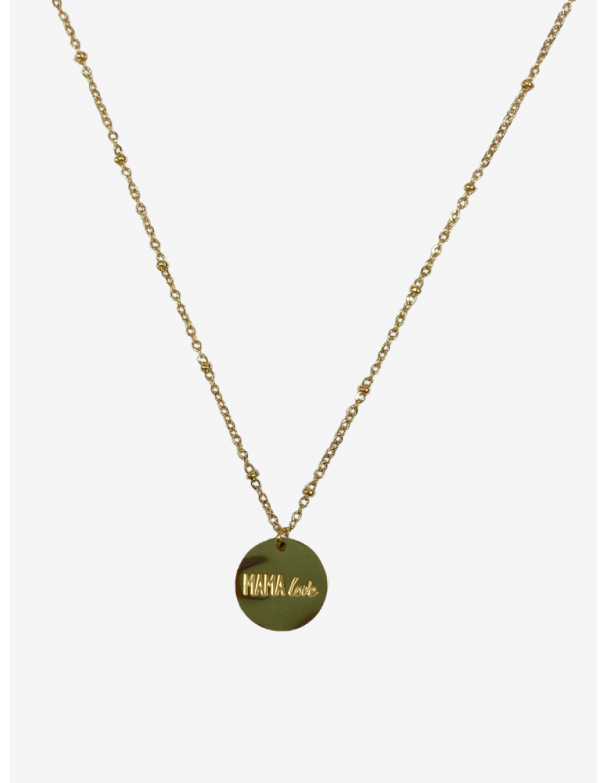 Collier pour maman en or acier inoxydable, réglable, inscription maman love. Melle louise.