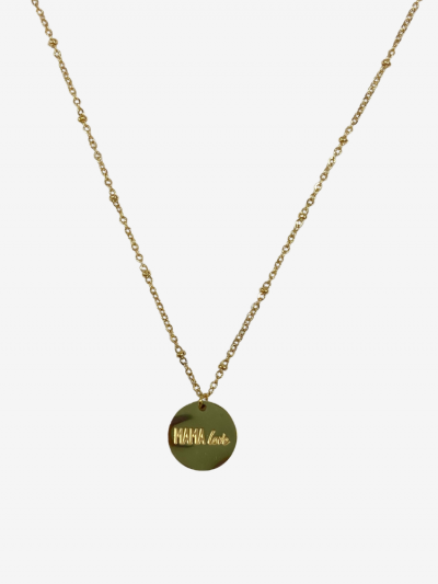 Collier pour maman en or acier inoxydable, réglable, inscription maman love. Melle louise.
