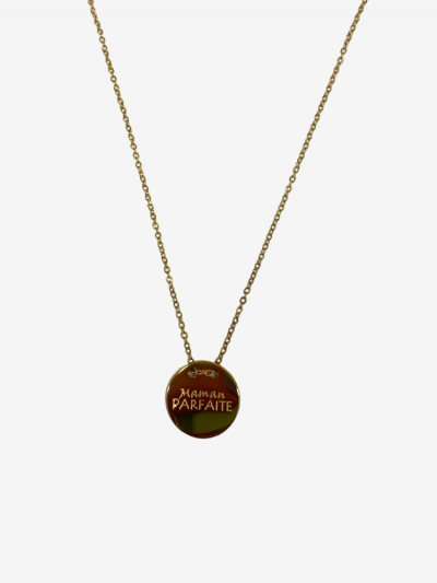 Collier long pour maman en or acier inoxydable, réglable, inscription maman parfaite. Melle Louise.