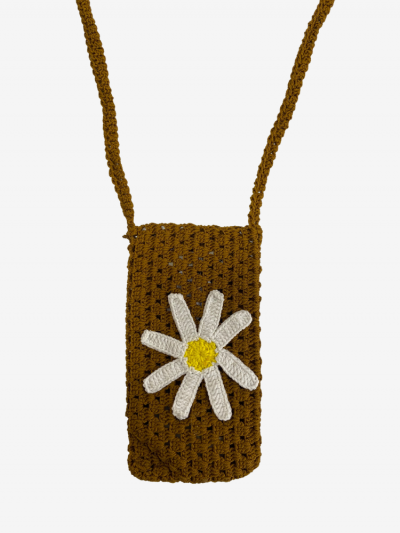 Petite pochette en crochet pour le téléphone ou autres petits accessoires Imprimé marguerite. Melle Louise.