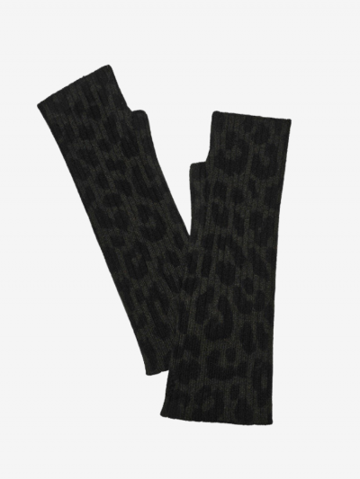 Mitaines KOON 100% cachemire 6 fils couleur léopard kaki. Boutique Mademoiselle Louise - Melle Louise.