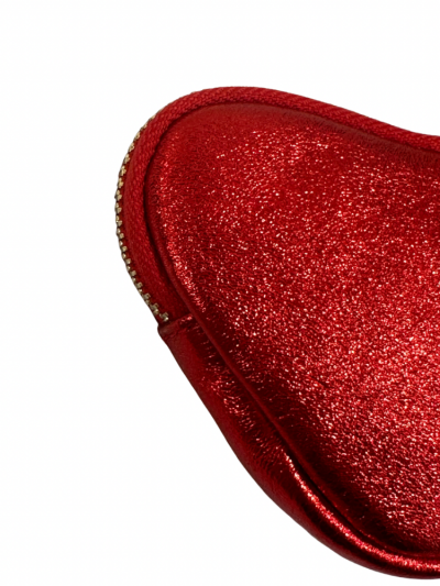 Porte monnaie en forme de coeur rouge avec finitions dorée. Boutique Mademoiselle Louise - Melle Louise.