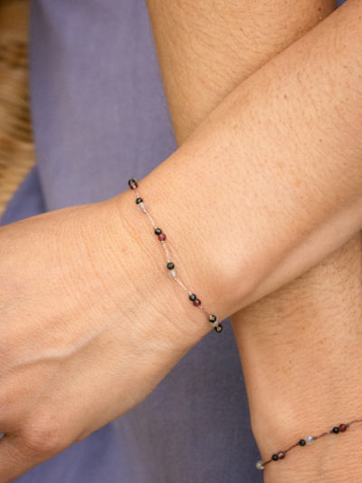 Bracelet Rakhi me single LAZ METALIC montés à la main sur fils métallisées de couleur or rose. 2