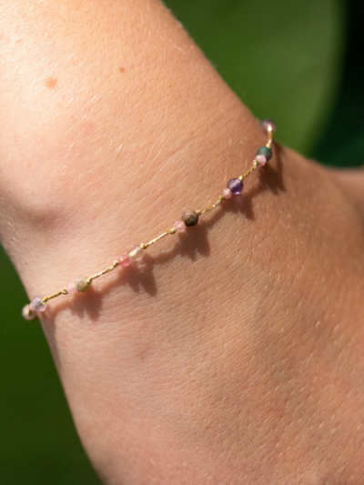 Bracelet Rakhi me single RAPH METALIC montés à la main sur fils de soie et nylon mélangés terracotta. Melle Louise. 2