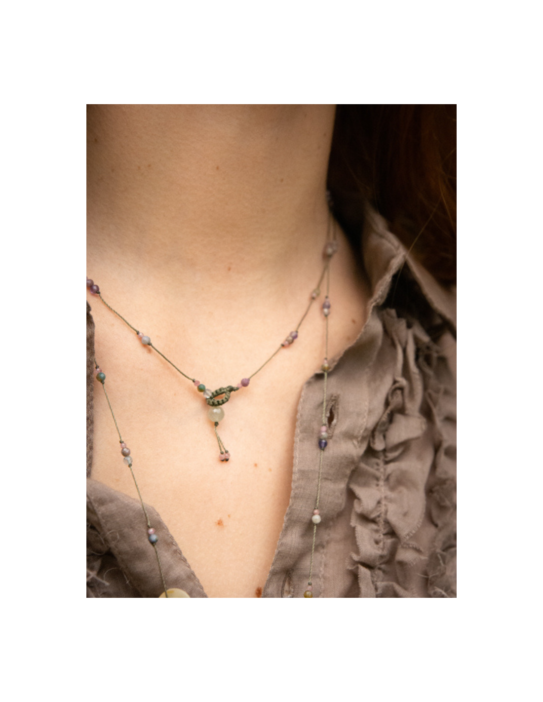 Collier Ras De Cou (choker) En Perles De Quartz Rose - Style Bohème, Neuf Avec étiquette