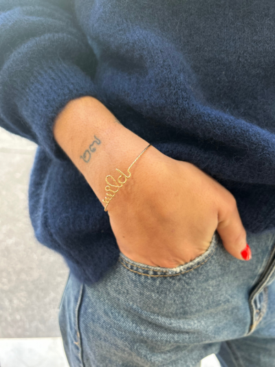 Bracelet écriture wild en plaqué or 14K. Boutique Mademoiselle Louise - Melle Louise