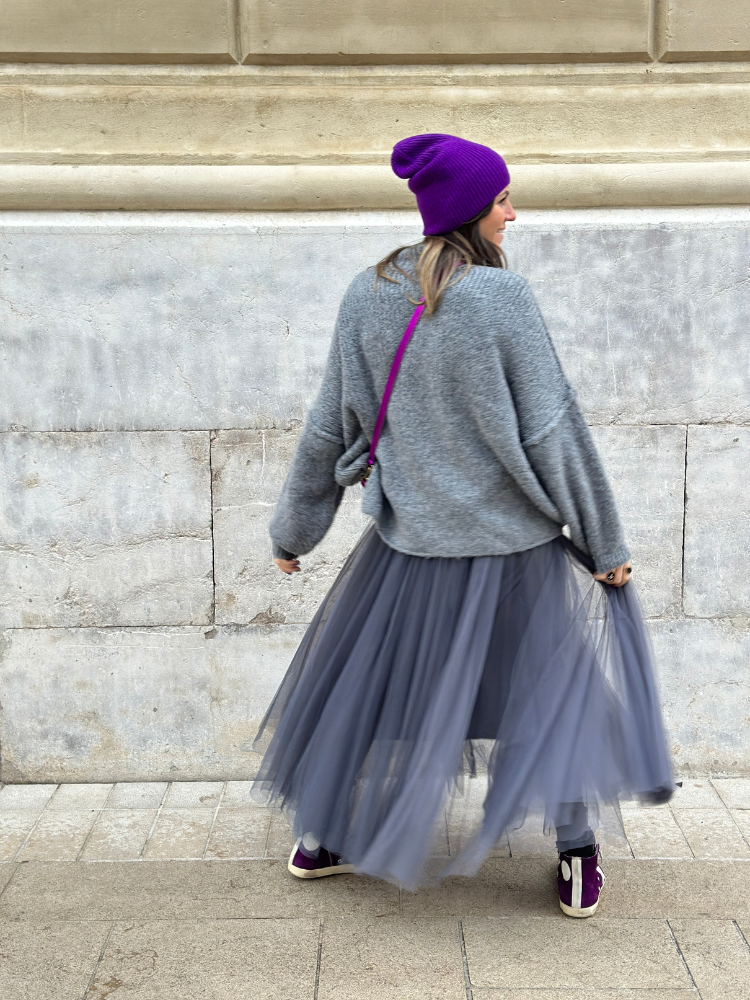 Jupon ?�vas?�e anthracite taille ?�lastique / Boutique Mademoiselle Louise - Melle Louise