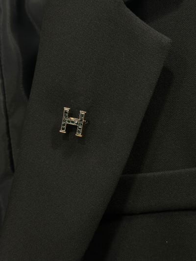 Broche fantaisie en forme lettre H vert pailleté. H. Boutique Mademoiselle Louise - Melle Louise. 2