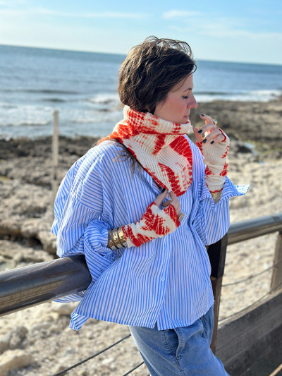 Col KOON 100% cachemire 6 fils couleur orange tie and dye. Boutique Mademoiselle Louise - Melle Louise. 2