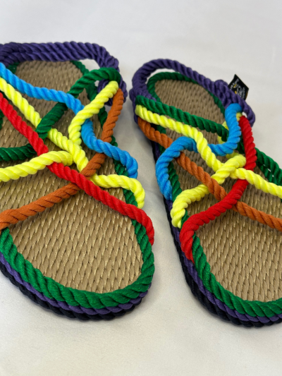 Les sandales Nomadic JC rainbow Multicolore en corde femme. Sandales Nomadic State of Mind. Melle Louise