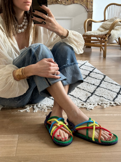 Les sandales Nomadic JC rainbow Multicolore en corde femme. Sandales Nomadic State of Mind. Melle Louise