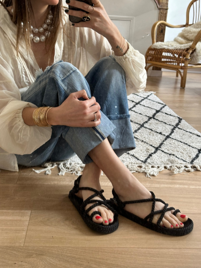 Sandales Nomadic TOE JOE noir. Sandales corde femme Nomadic. Mademoiselle Louise.