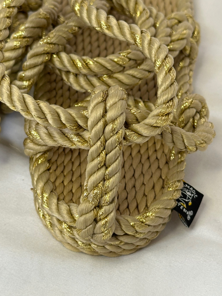 Sandales en corde femme Nomadic ROMANO beige & sparkling gold. Mademoiselle Louise.