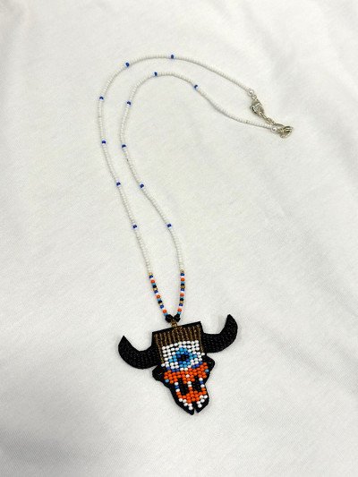 Collier en perles têt de buffle style boho & chic. Mademoiselle Louise.