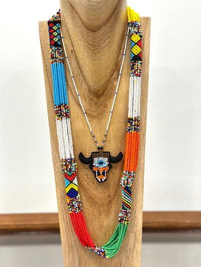Collier en perles têt de buffle style boho & chic. Mademoiselle Louise.