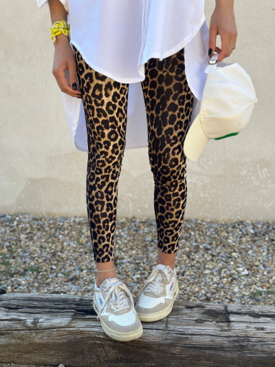 Legging imprimé léopard matière stretch. Boutique Mademoiselle Louise - Melle Louise.