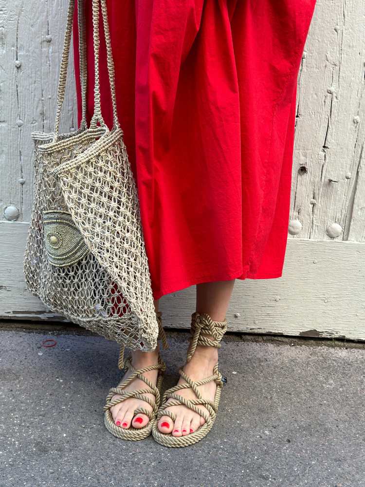 Sandales en corde Nomadic faites Main femme ISLA beige. Sandales Nomadic beige. Mademoiselle Louise.