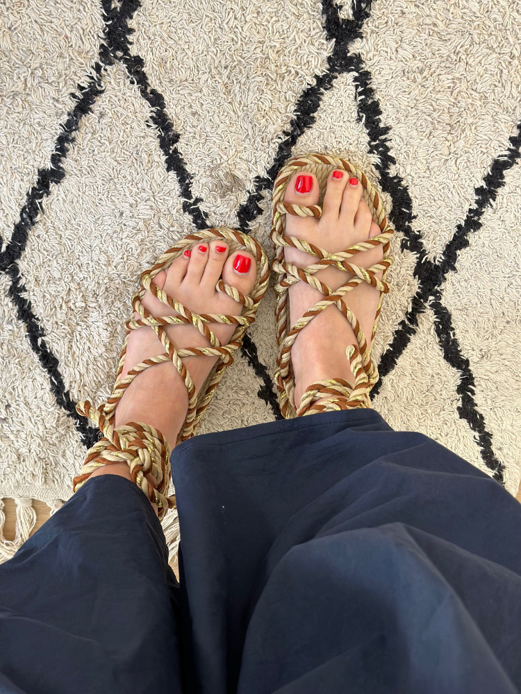 Sandales en corde Nomadic faites Main femme ISLA twisted. Sandales Nomadic café. Mademoiselle Louise.