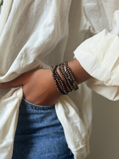 Bracelet multi tours en perles de cristal facettés mordoré. Boutique Mademoiselle Louise - Melle Louise.