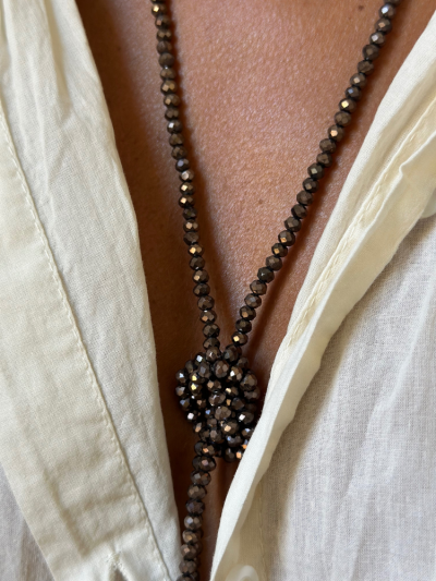 Bracelet multi tours en perles de cristal facettés mordoré. Boutique Mademoiselle Louise - Melle Louise.