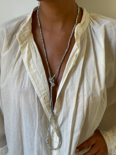 Bracelet multi tours en perles de cristal facettés argent. Boutique Mademoiselle Louise - Melle Louise.