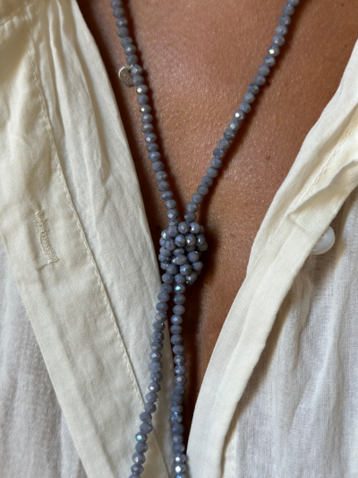 Bracelet multi tours en perles de cristal facettés gris métal. Boutique Mademoiselle Louise - Melle Louise.