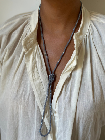 Bracelet multi tours en perles de cristal facettés gris métal. Boutique Mademoiselle Louise - Melle Louise.
