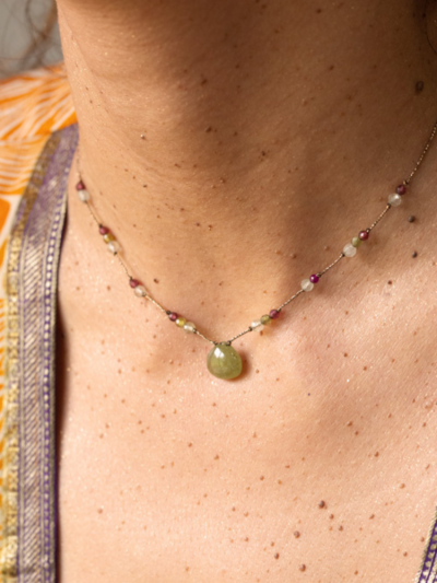 Collier DROP grenat vert