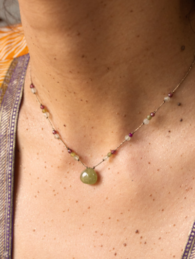 Collier DROP grenat vert 2