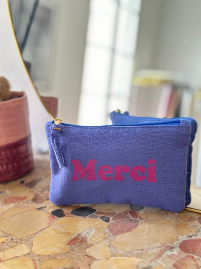Pochette MERCI lavande