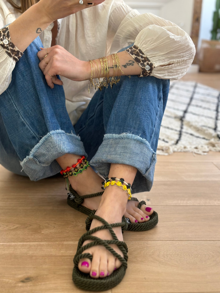 Sandales Nomadic TOE JOE kaki. Sandales corde femme Nomadic. Mademoiselle Louise.
