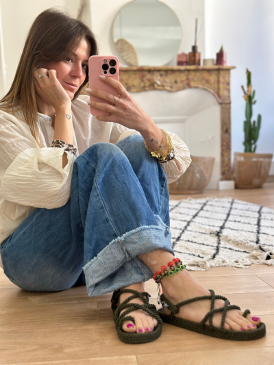 Sandales Nomadic TOE JOE kaki. Sandales corde femme Nomadic. Mademoiselle Louise.